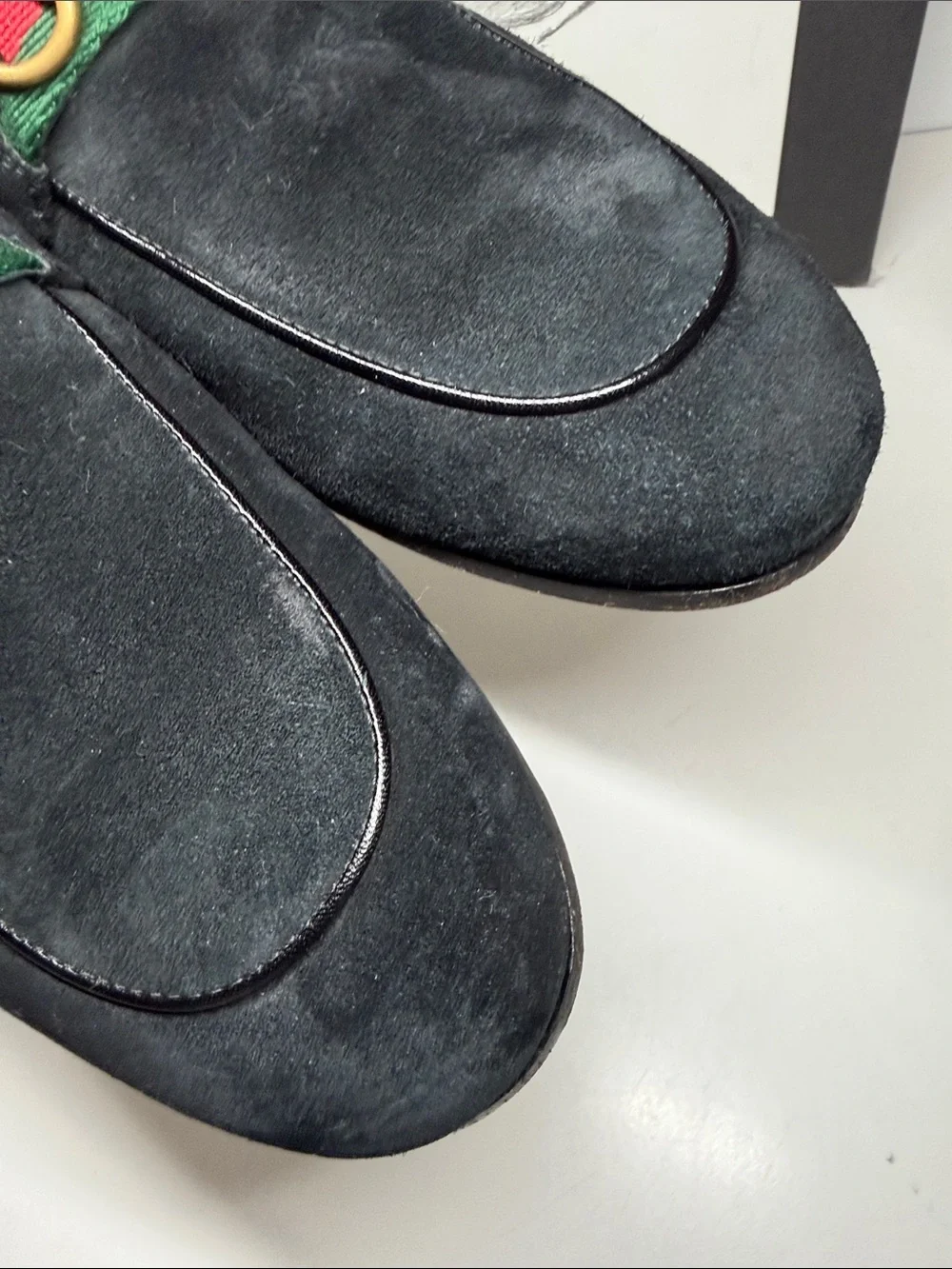 Gucci Web Black Suede Horesbit Loafers Mens Size UK 7 US 8